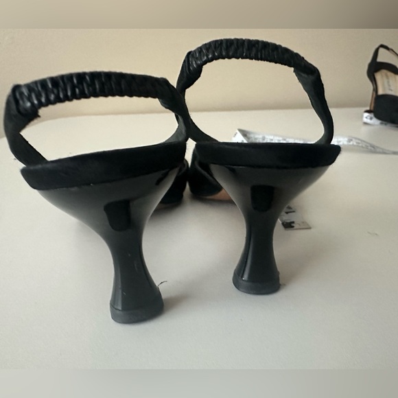 Kate Spade Satin Semi Bow Square Pointed Toe Crystal Sling Back Kitten Heels 6 - Picture 6 of 6